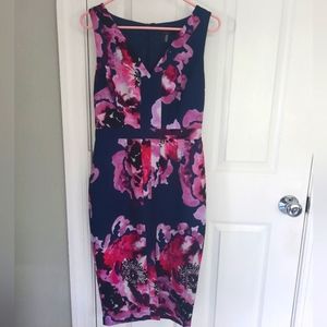 Trina Turk Vibrant Purple Floral Midi Dress Size 4